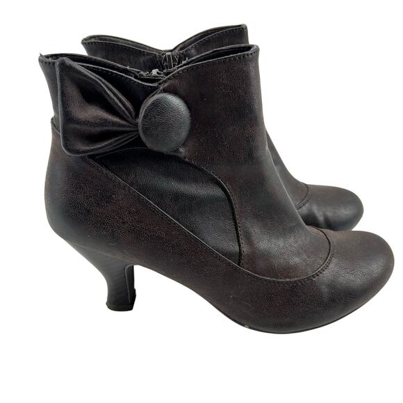 VINTAGE Mudd 'Aliso' Size 7.5 M Dark Brown Ankle Boots Bootie Side Zip y2k prep - Picture 1 of 7